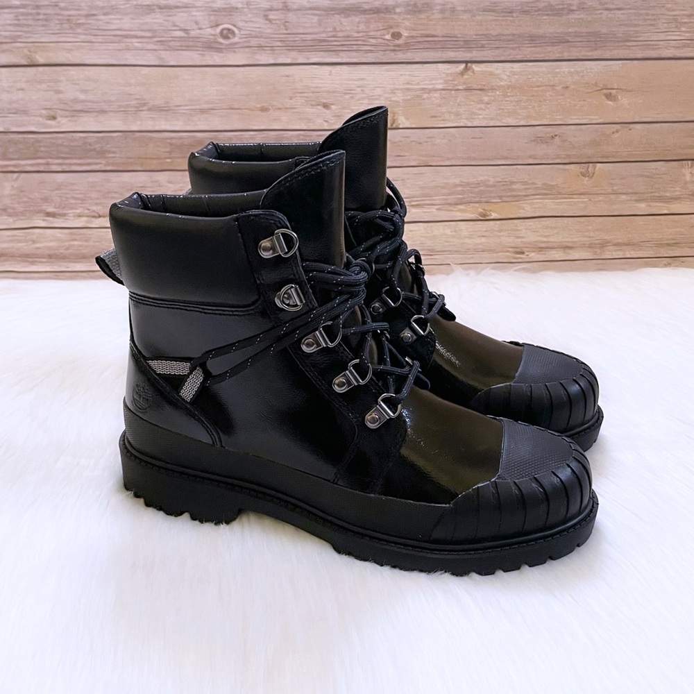 Timberland Women’s Heritage 6 Inch Rubber Toe Waterproof Black Boots